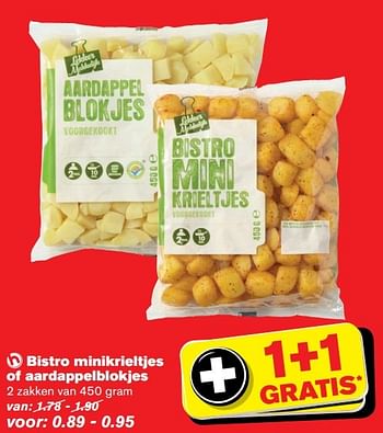 Aanbiedingen Bistro minikrieltjes of aardappelblokjes - Bistro - Geldig van 30/11/2016 tot 06/12/2016 bij Hoogvliet