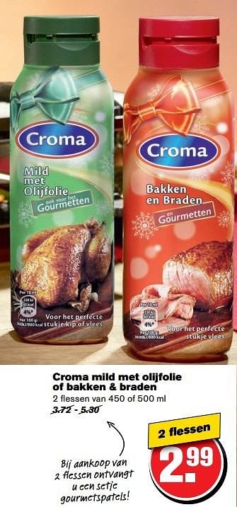Aanbiedingen Croma mild met olijfolie of bakken + braden - Croma - Geldig van 30/11/2016 tot 06/12/2016 bij Hoogvliet