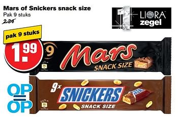 Aanbiedingen Mars of snickers snack size - Mars Snacks - Geldig van 30/11/2016 tot 06/12/2016 bij Hoogvliet