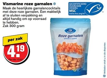 Aanbiedingen Vismarine roze garnalen - Vismarine - Geldig van 30/11/2016 tot 06/12/2016 bij Hoogvliet