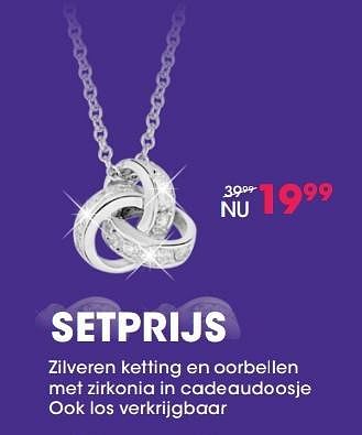 Aanbiedingen Zilveren ketting en oorbellen met zirkonia in cadeaudoosje ook los verkrijgbaar - Huismerk - Lucardi - Geldig van 05/12/2016 tot 31/12/2016 bij Lucardi