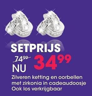 Aanbiedingen Zilveren ketting en oorbellen met zirkonia in cadeaudoosje ook los verkrijgbaar - Huismerk - Lucardi - Geldig van 05/12/2016 tot 31/12/2016 bij Lucardi