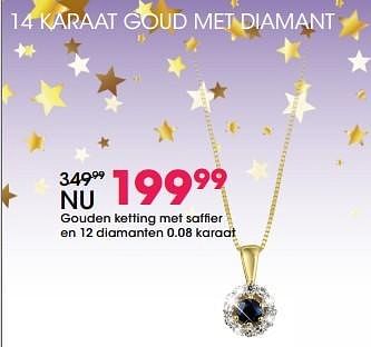 Aanbiedingen Gouden ketting met saffier en 12 diamanten 0.08 karaat - Huismerk - Lucardi - Geldig van 05/12/2016 tot 31/12/2016 bij Lucardi
