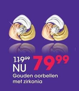Aanbiedingen Gouden oorbellen met zirkonia - Huismerk - Lucardi - Geldig van 05/12/2016 tot 31/12/2016 bij Lucardi