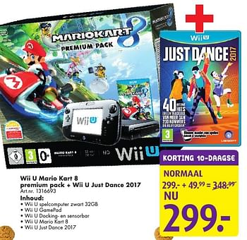 Aanbiedingen Wii u mario kart 8 premium pack + wii u just dance 2017 - Nintendo - Geldig van 29/11/2016 tot 11/12/2016 bij Bart Smit