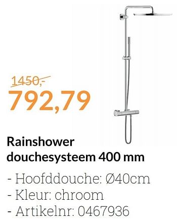 Aanbiedingen Rainshower douchesysteem 400 mm - Grohe - Geldig van 01/12/2016 tot 31/12/2016 bij Sanitairwinkel