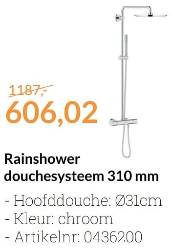 Aanbiedingen Rainshower douchesysteem 310 mm - Grohe - Geldig van 01/12/2016 tot 31/12/2016 bij Sanitairwinkel
