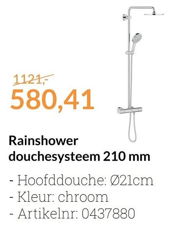 Aanbiedingen Rainshower douchesysteem 210 mm - Grohe - Geldig van 01/12/2016 tot 31/12/2016 bij Sanitairwinkel