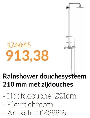 Aanbiedingen Rainshower douchesysteem 210 mm met zijdouches - Grohe - Geldig van 01/12/2016 tot 31/12/2016 bij Sanitairwinkel