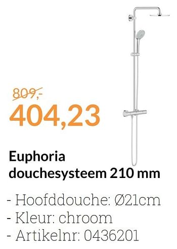 Aanbiedingen Euphoria douchesysteem 210 mm - Grohe - Geldig van 01/12/2016 tot 31/12/2016 bij Sanitairwinkel