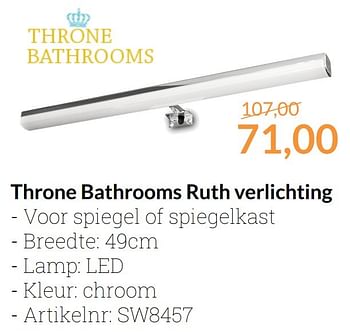 Aanbiedingen Throne bathrooms ruth verlichting - Throne Bathrooms - Geldig van 01/12/2016 tot 31/12/2016 bij Sanitairwinkel