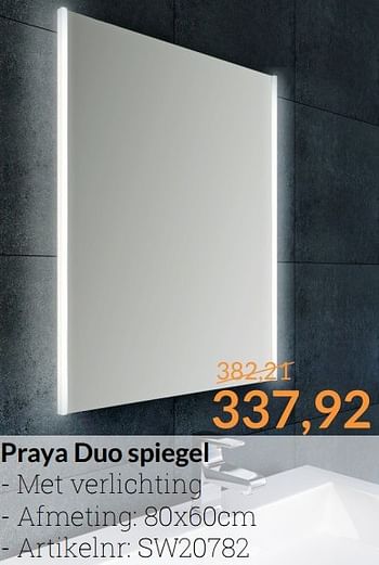Aanbiedingen Praya duo spiegel - Praya - Geldig van 01/12/2016 tot 31/12/2016 bij Sanitairwinkel