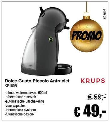 Aanbiedingen Krups dolce gusto piccolo antraciet kp100b - Krups - Geldig van 04/12/2016 tot 08/01/2017 bij Multi Bazar