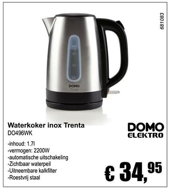 Aanbiedingen Domo elektro waterkoker inox trenta do496wk - Domo elektro - Geldig van 04/12/2016 tot 08/01/2017 bij Multi Bazar