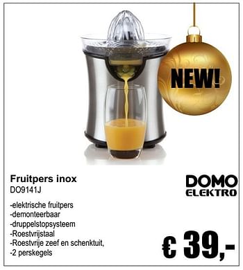 Aanbiedingen Domo elektro fruitpers inox do9141j - Domo elektro - Geldig van 04/12/2016 tot 08/01/2017 bij Multi Bazar