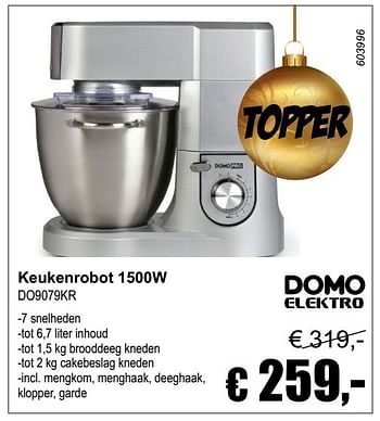 Aanbiedingen Domo elektro keukenrobot 1500w do9079kr - Domo elektro - Geldig van 04/12/2016 tot 08/01/2017 bij Multi Bazar