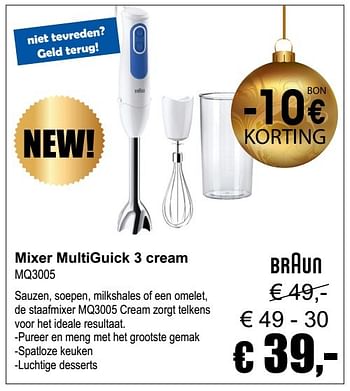 Aanbiedingen Braun mixer multiguick 3 cream mq3005 - Braun - Geldig van 04/12/2016 tot 08/01/2017 bij Multi Bazar