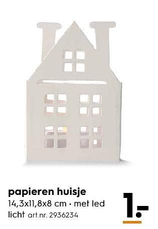 Aanbiedingen Papieren huisje - Huismerk - Blokker - Geldig van 29/11/2016 tot 07/12/2016 bij Blokker