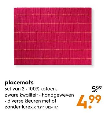 Aanbiedingen Placemats - Huismerk - Blokker - Geldig van 29/11/2016 tot 07/12/2016 bij Blokker