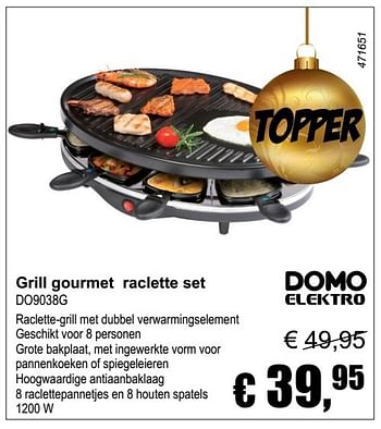 Aanbiedingen Domo elektro grill gourmet raclette set do9038g - Domo elektro - Geldig van 04/12/2016 tot 08/01/2017 bij Multi Bazar