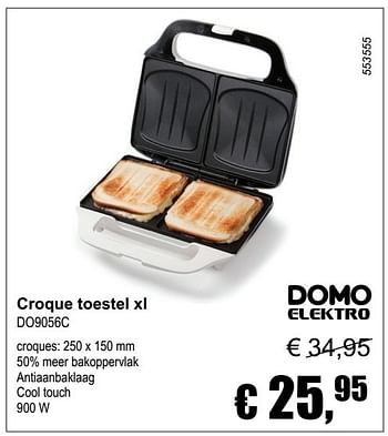 Aanbiedingen Domo elektro croque toestel xl do9056c - Domo elektro - Geldig van 04/12/2016 tot 08/01/2017 bij Multi Bazar