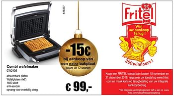 Aanbiedingen Fritel combi wafelmaker cw2436 - Fritel - Geldig van 04/12/2016 tot 08/01/2017 bij Multi Bazar