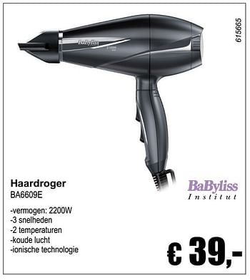 Aanbiedingen Babyliss haardroger ba6609e - Babyliss - Geldig van 04/12/2016 tot 08/01/2017 bij Multi Bazar