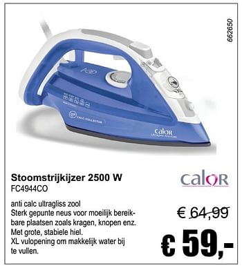 Aanbiedingen Calor stoomstrijkijzer 2500 w fc4944co - Calor - Geldig van 04/12/2016 tot 08/01/2017 bij Multi Bazar