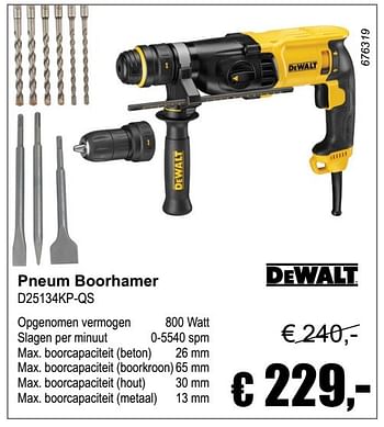 Aanbiedingen De walt pneum boorhamer d25134kp-qs - DeWalt - Geldig van 04/12/2016 tot 08/01/2017 bij Multi Bazar