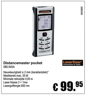 Aanbiedingen Laserliner distancemaster pocket 080.945a - LaserLiner - Geldig van 04/12/2016 tot 08/01/2017 bij Multi Bazar