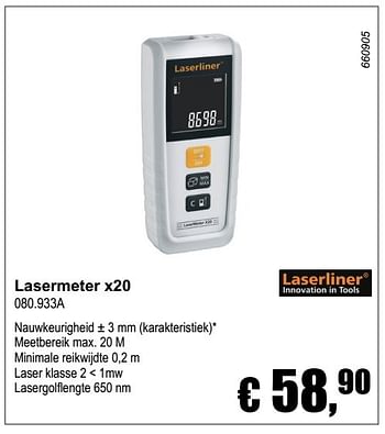Aanbiedingen Laserliner lasermeter x20 080.933a - LaserLiner - Geldig van 04/12/2016 tot 08/01/2017 bij Multi Bazar