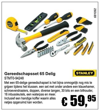 Aanbiedingen Stanley gereedschapsset 65 delig stmt0-94248 - Stanley - Geldig van 04/12/2016 tot 08/01/2017 bij Multi Bazar