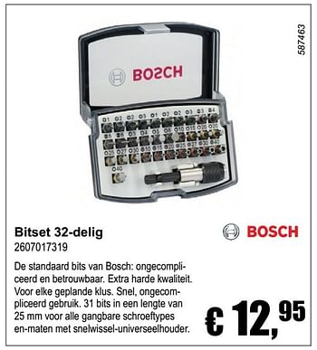 Aanbiedingen Bosch bitset 32-delig 2607017319 - Bosch - Geldig van 04/12/2016 tot 08/01/2017 bij Multi Bazar