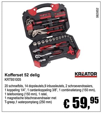 Aanbiedingen Kreator kofferset 52 delig krt951005 - Kreator - Geldig van 04/12/2016 tot 08/01/2017 bij Multi Bazar