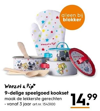 Aanbiedingen 9-delige speelgoed kookset - Woezel en Pip - Geldig van 29/11/2016 tot 07/12/2016 bij Blokker