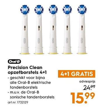 Aanbiedingen Oral-b precision clean opzetborstels 4+1 - Oral-B - Geldig van 29/11/2016 tot 07/12/2016 bij Blokker