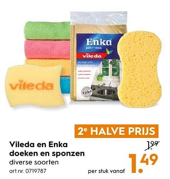 Aanbiedingen Vileda en enka doeken en sponzen - Vileda - Geldig van 29/11/2016 tot 07/12/2016 bij Blokker