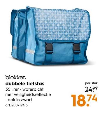 Aanbiedingen Dubbele fietstas - Huismerk - Blokker - Geldig van 29/11/2016 tot 07/12/2016 bij Blokker