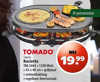 Aanbiedingen Tomado raclette tm-2444 - Tomado - Geldig van 01/12/2016 tot 24/12/2016 bij Marskramer