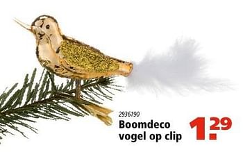 Aanbiedingen Boomdeco vogel op clip - Huismerk - Marskramer - Geldig van 01/12/2016 tot 24/12/2016 bij Marskramer