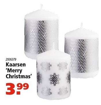 Aanbiedingen Kaarsen merry christmas - Huismerk - Marskramer - Geldig van 01/12/2016 tot 24/12/2016 bij Marskramer