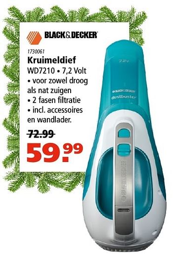 Aanbiedingen Black + decker kruimeldief wd7210 - Black &amp; Decker - Geldig van 01/12/2016 tot 24/12/2016 bij Marskramer