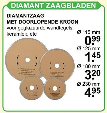 Aanbiedingen Diamantzaag met doorlopende kroon - Huismerk - Van Cranenbroek - Geldig van 04/12/2016 tot 24/12/2016 bij Van Cranenbroek