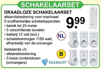 Aanbiedingen Draadloze schakelaarset - Diamant - Geldig van 04/12/2016 tot 24/12/2016 bij Van Cranenbroek