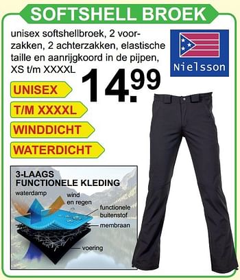 Aanbiedingen Softshell broek - Nielsson - Geldig van 04/12/2016 tot 24/12/2016 bij Van Cranenbroek