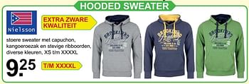 Aanbiedingen Hooded sweater - Nielsson - Geldig van 04/12/2016 tot 24/12/2016 bij Van Cranenbroek