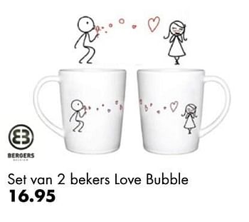 Aanbiedingen Set van 2 bekers love bubble - Huismerk - Multi Bazar - Geldig van 01/12/2016 tot 31/12/2016 bij Multi Bazar