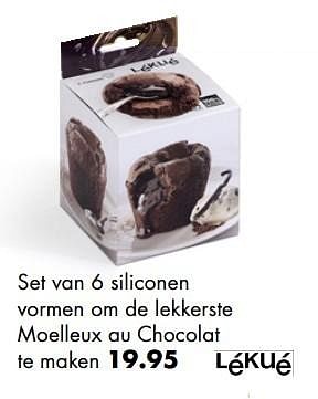Aanbiedingen Set van 6 siliconen vormen om de lekkerste moelleux au chocolat te maken - Lékué - Geldig van 01/12/2016 tot 31/12/2016 bij Multi Bazar