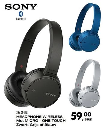 Aanbiedingen Headphone wireless met micro - one touch - Sony - Geldig van 06/12/2016 tot 10/01/2017 bij Supra Bazar