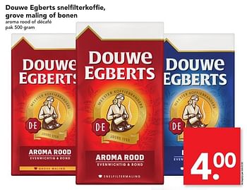 Aanbiedingen Douwe egberts snelfilterkoffie, grove maling of bonen - Douwe Egberts - Geldig van 04/12/2016 tot 10/12/2016 bij Deen Supermarkten
